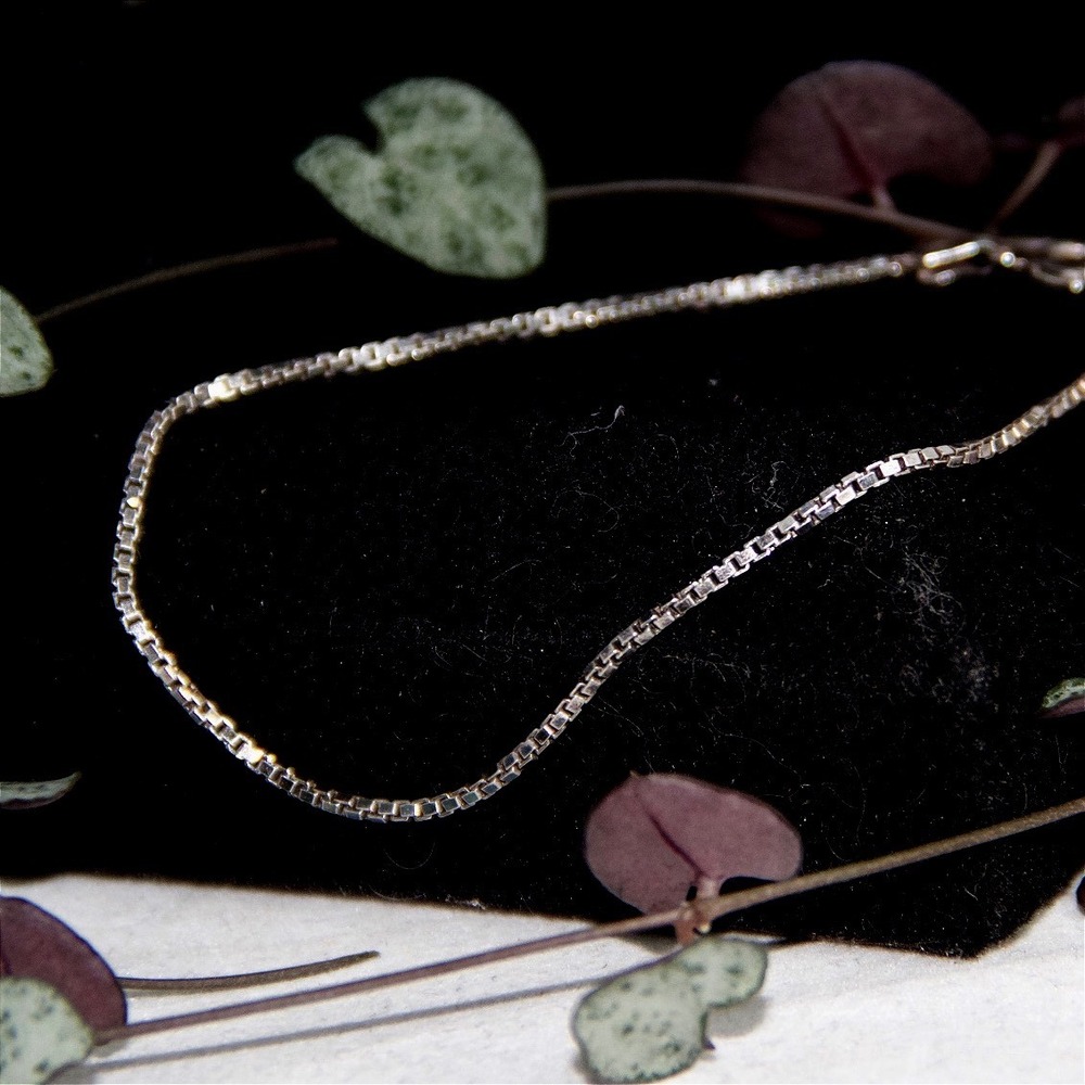 Sterling Silver Box Chain Bracelet 7 Inch 1.40mm Italian Style Link 925 Silver